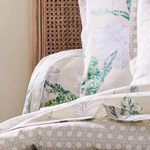 Taie de traversin en satin aux impressions exotiques - Beige - Coton - Home Maison