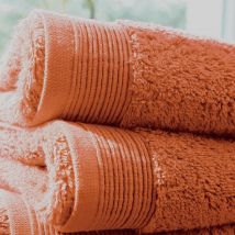 Lot de 2 serviettes invité en éponge - Orange - Coton - Home Maison