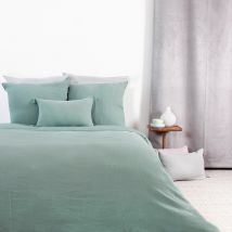 Parure de lit en double gaze de coton - Vert tilleul - Gaze de coton/Coton - Home Maison