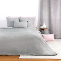 Parure de lit en double gaze de coton - Gris clair - Gaze de coton/Coton - Home Maison