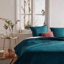 Couvre-lit et ses 2 taies assorties - Bleu - Polyester - Home Maison