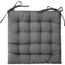 Galette de chaise imprimée et matelassée à nouettes - Gris clair - 38x38 cm - Coton - Home Maison