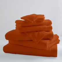 Lot de 2 Serviettes De Toilette Unies et Colorées - Orange - Coton - Home Maison