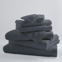 Lot de 2 Serviettes De Toilette Unies et Colorées - Noir - Coton - Home Maison