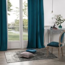 Rideau en velours occultant - Bleu Canard - Polyester - Home Maison