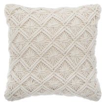 Coussin déhoussable en macramé - Ecru - Coton - Home Maison
