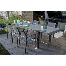 Ensemble de jardin en imitation bois gris - Gris - Aluminium - Home Maison