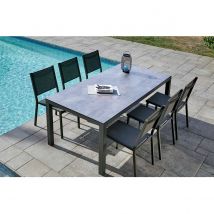 Salon de jardin avec plateau HPL - Gris - Aluminium - Home Maison