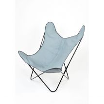 Fauteuil "Papillon" en coton coloré - Gris clair - Toile - Home Maison