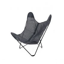 Fauteuil extérieur "Papillon" en toile batyline - Noir - Toile - Home Maison