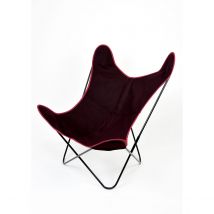 Fauteuil "Papillon" en coton coloré - Lie de Vin - 90 cm - Toile - Home Maison