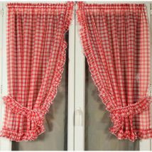 Paire de rideaux bonne femme à carreaux normands - Rouge - Polyester - Home Maison