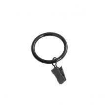 Lot de 10 anneaux à pince - Noir - Ø 4 cm - Métal/Fer Forgé - Home Maison