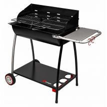 Barbecue à charbon en forme de demi-tonneau - Noir - Métal - Home Maison