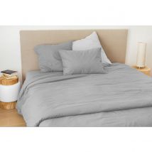 Drap housse en coton Lavé - Gris - Coton - Home Maison