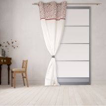 Rideau brodé à parement fleuri - Blanc - Coton - Home Maison