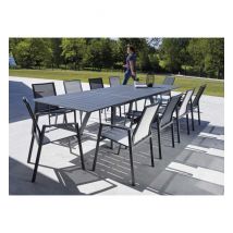 Ensemble de jardin avec rallonge papillon - Gris - Aluminium - Home Maison