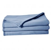 Couverture en polaire unie - Bleu - 220x240 cm - Polyester - Home Maison