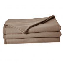 Couverture en polaire unie - Taupe - 220x240 cm - Polyester - Home Maison