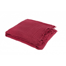 Plaid en Pur Mérinos à - Effet Crépon et Franges - Lie de Vin - Laine - Home Maison