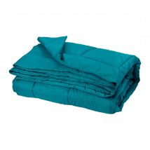 Jeté de lit - Effet duvet - Bleu - Microfibre - Home Maison