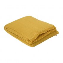 Dessus de lit gaze de coton - Jaune Ocre - Gaze de coton/Coton - Home Maison