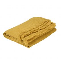 Plaid gaze de coton matelassé - Jaune Ocre - Gaze de coton/Coton - Home Maison
