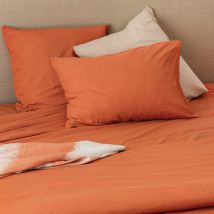 Taie d'oreiller en coton lavé - Terracotta - Coton - Home Maison