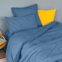 Taie d'oreiller en coton lavé - Bleu - Coton - Home Maison