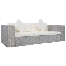 Canapé tendance en rotin - Gris clair - Polyester/Rotin - Home Maison