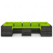 Salon détente en palette avec coussins colorés - Vert pomme - Bois - Home Maison