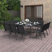 Ensemble de jardin chic et familial - Noir - Métal - Home Maison
