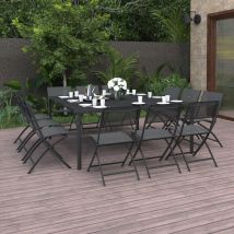 Salon de jardin XXL - Gris - Aluminium/Métal/Verre - Home Maison