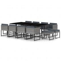 Salon de jardin bas et encastrable - Gris - Résine - Home Maison