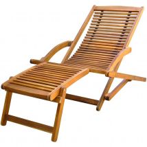 Transat avec repose pied en bois d'acacia - Marron Foncé - Bois - Home Maison