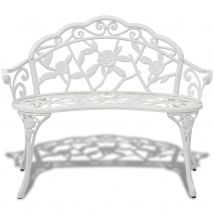 Banc de jardin motifs roses en aluminium - Blanc - 100 cm - Aluminium - Home Maison