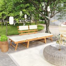 Banc de jardin avec coussins 2-en-1 - Naturel - Bois - Home Maison