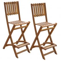 Lot de 2 chaises de bar extérieur bois d'acacia - Beige - Bois - Home Maison