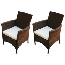 Lot de 2 fauteuils en résine tressée - Marron Clair - 58x61x88 cm - Résine - Home Maison