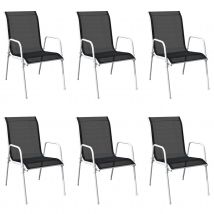 Lot de 6 chaises de jardin empilables - Noir - 51x66x88 cm - Métal - Home Maison