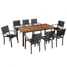 Mobilier d'extérieur en résine et bois - Gris - Résine/Bois - Home Maison