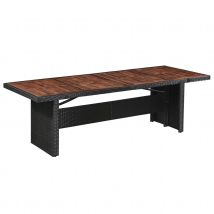 Table de jardin en résine tressée et acacia - Noir - Résine/Bois - Home Maison