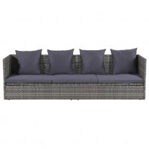 Canapé de jardin en résine tressée - Gris clair - Résine - Home Maison