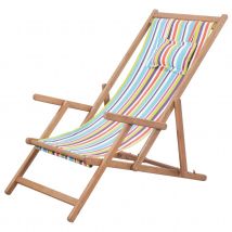 Chaise pliable avec cadre en bois - Multicolore - 60x127x95 cm - Bois - Home Maison
