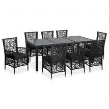 Salon de jardin au style contemporain - Noir - Résine - Home Maison