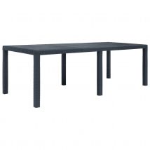 Table de jardin anthracite aspect rotin - Gris anthracite - Plastique - Home Maison