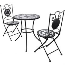 Ensemble bistro 3 à carreaux en céramique - Noir - Céramique - Home Maison