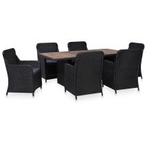 Ensemble d'extérieur en résine tressée - Noir - Résine/Plastique/Bois - Home Maison
