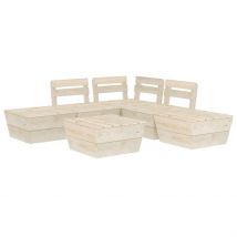 Salon de jardin en palette modulable - Beige - Bois - Home Maison