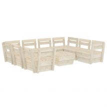 Salon de jardin en palette modulable - Beige - 9 pcs - Bois - Home Maison